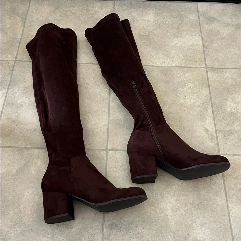 Chocolate Brown Microsuede Christian Siriano Over-the-Knee Boots NWT Size 8